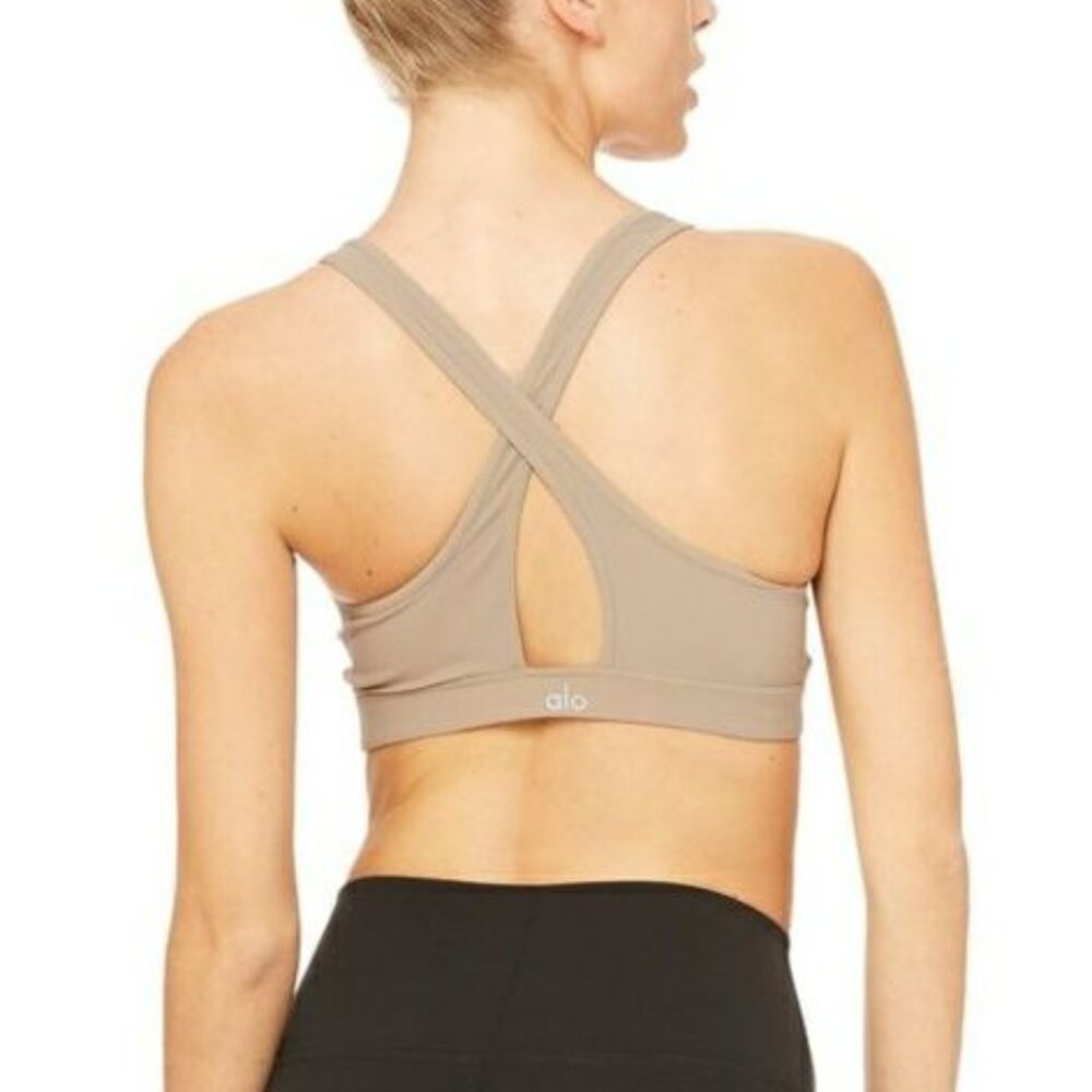 Alo Ripped Warrior Bra - Gravel - L / LARGE